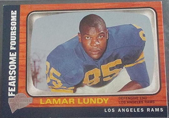 Fearsome Foursome. Lamar Lundy, Defensive end for the Los Angeles Rams player card.