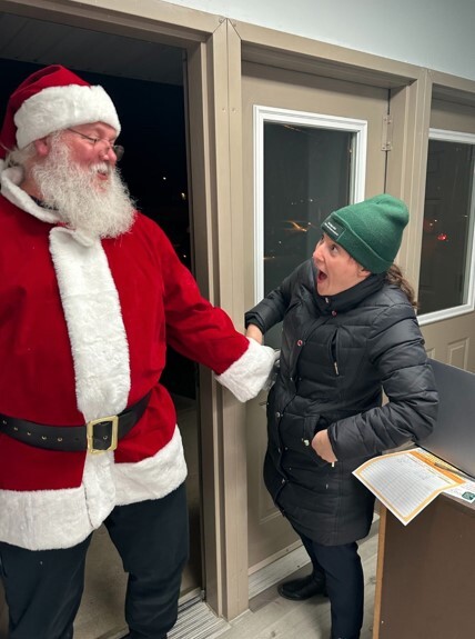 Lindsay, the Family Self-Sufficiency program coordinator, was thrilled to see Santa.