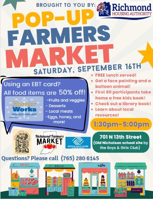 Pop-Up Farmers Market Flyer. All information from this flyer is listed above.