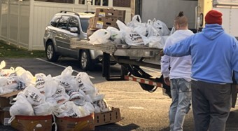 Grouping of meal kits during Turkey Giveaway.