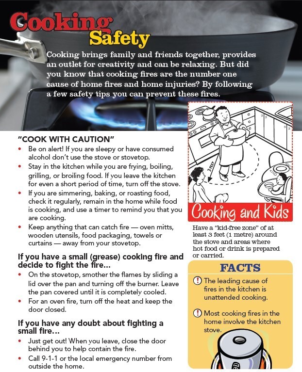 Cooking Safety Flyer. All information on this page is listed below.